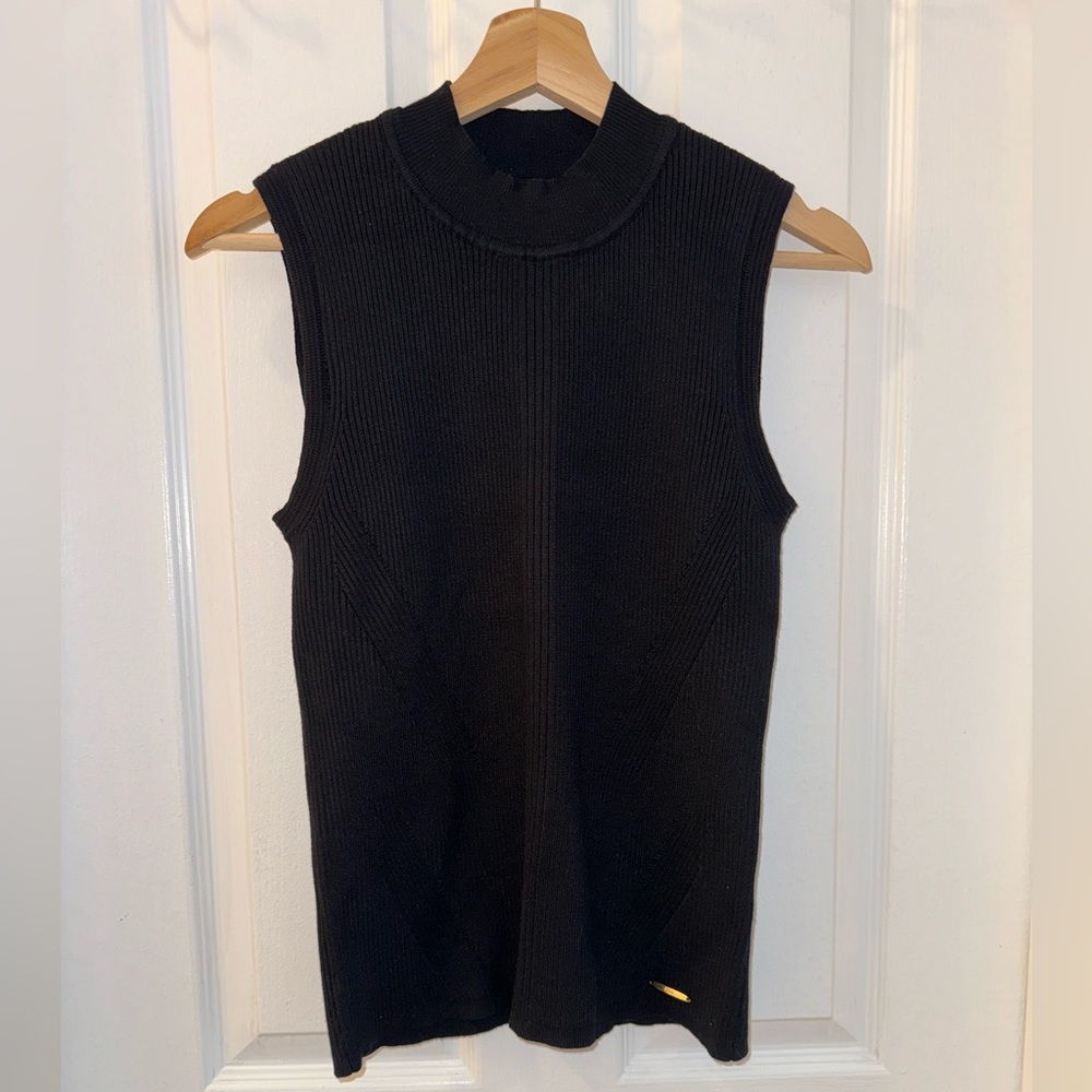NWT Elie Tahari Knit Funnel Neck Sleeveless Sweater Top